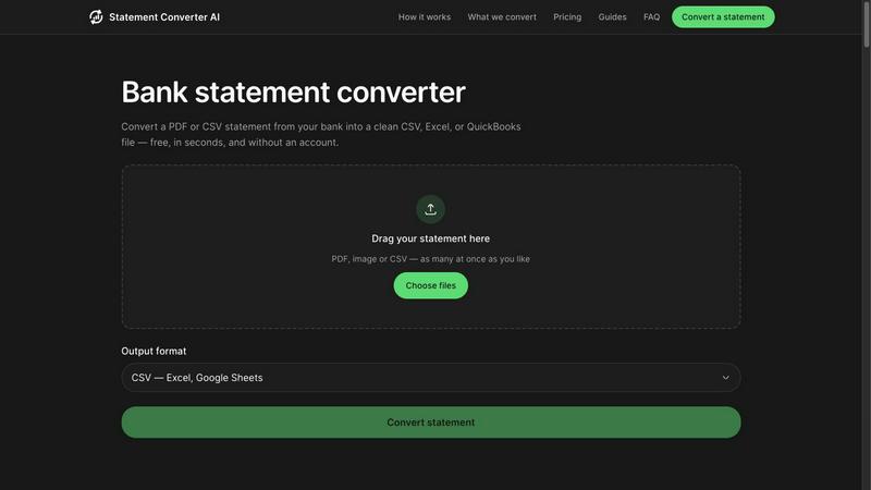 StatementConverterAI application interface and features
